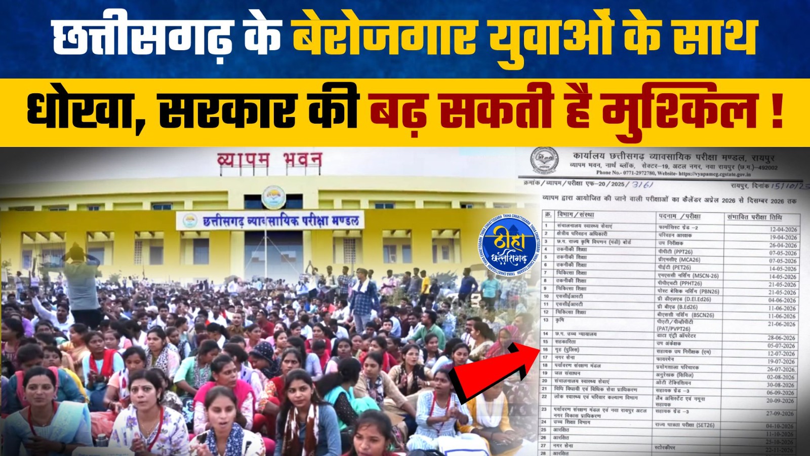 CG Vyapam Exam Calendar 2026