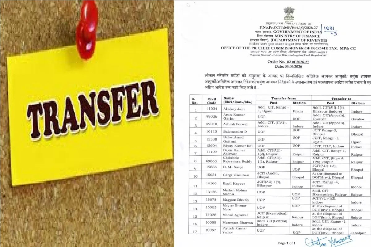CG Income Tax Transfer: आयकर विभाग में बड़ा फेरबदल, 182 अधिकारियों के तबादले; देखें लिस्ट-