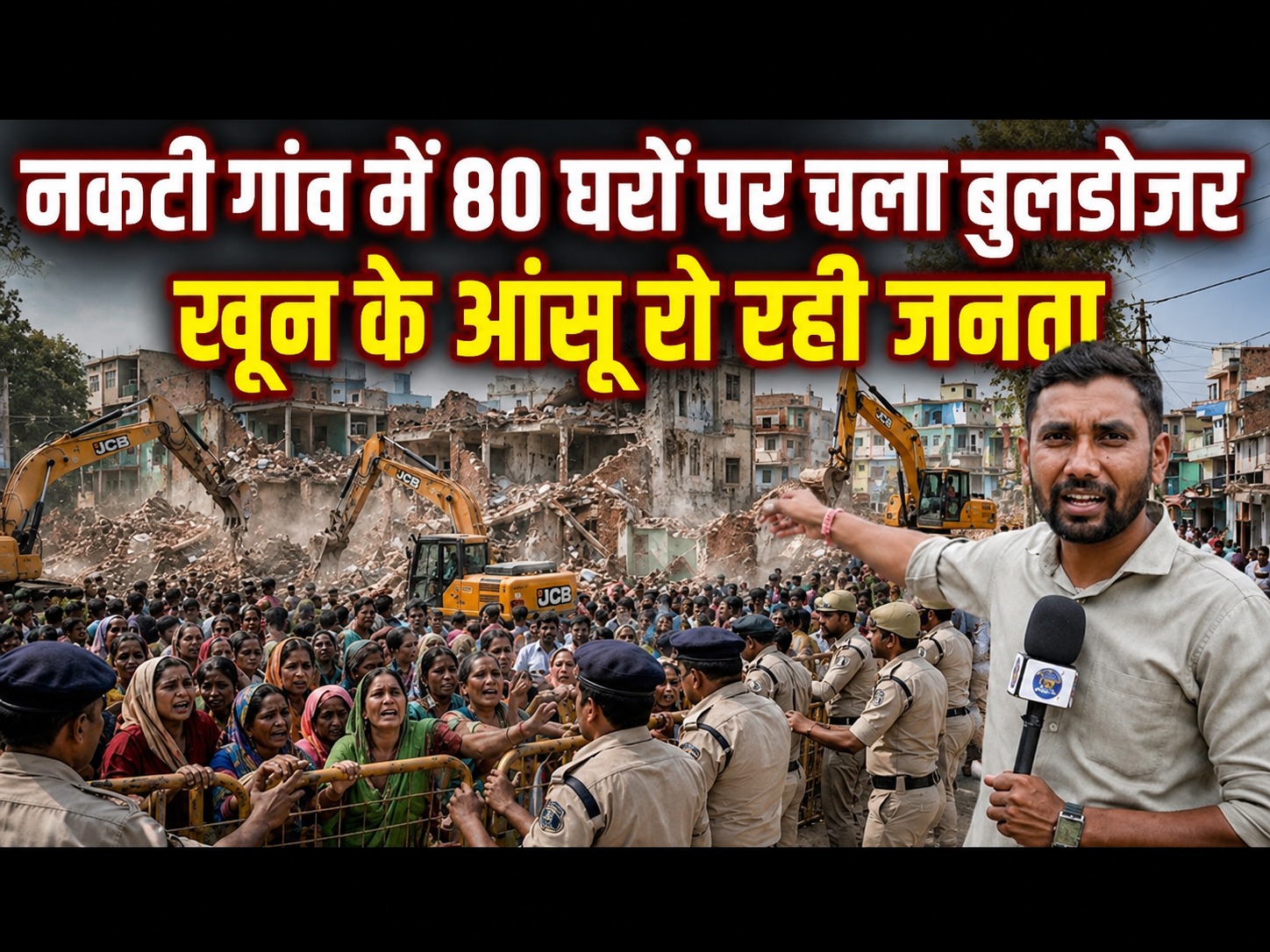 Raipur News: रायपुर के नकटी गांव में 80 घरों पर चला बुलडोजर, पुलिस से झड़प; खून के आंसू रो रही जनता