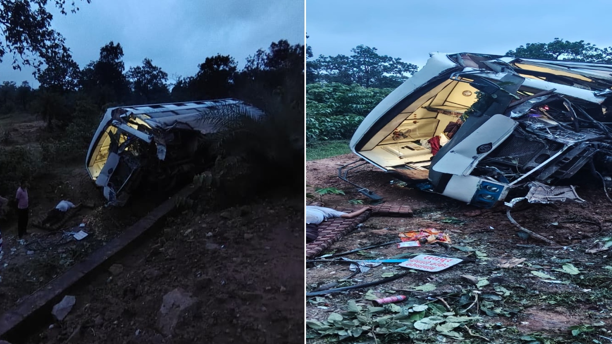 CG Bus Accident: दंतेवाड़ा जिले में मंगलवार तड़के एक भीषण सड़क हादसा हो गया। भांसी थाना क्षेत्र में महेंद्रा ट्रेवल्स की एक यात्री बस अनियंत्रित होकर पलट गई। हादसे में 10 से 12 यात्री घायल हो गए। सभी घायलों को इलाज के लिए अस्पताल में भर्ती कराया गया है। पुलिस ने मामले की जांच शुरू कर दी है।