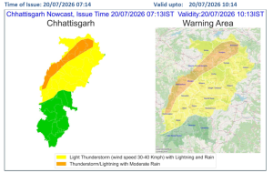 CG Weather Update: छत्तीसगढ़ में मानसून पूरी तरह सक्रिय है। पिछले 24 घंटे के दौरान प्रदेश के अधिकांश जिलों में अच्छी बारिश दर्ज की गई। राजधानी रायपुर में भी रविवार दोपहर झमाझम बारिश हुई। लगातार हो रही बारिश से कई जिलों में नदी-नाले उफान पर हैं। मौसम विभाग ने अगले 48 घंटे प्रदेश के उत्तर और मध्य हिस्सों के कुछ क्षेत्रों में भारी से बहुत भारी बारिश की संभावना जताई है।