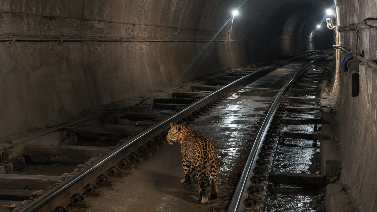 CG Leopard Video: दक्षिण पूर्व मध्य रेलवे के बिलासपुर रेल मंडल अंतर्गत खोंगसरा-भनवारटंक रेलखंड की एक सुरंग में तेंदुआ दिखाई देने से क्षेत्र में दहशत का माहौल है। सुरंग के भीतर रेलवे ट्रैक पर दौड़ते तेंदुए का वीडियो सोशल मीडिया पर तेजी से वायरल हो रहा है।