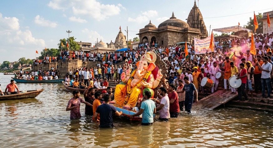 Raipur Ganesh Visarjan: रायपुर में 25 सितंबर से गणेश प्रतिमाओं का विसर्जन शुरू होगा। इसके लिए नगर निगम और पुलिस प्रशासन ने पूरी तैयारी कर ली है। बड़ी प्रतिमाओं का विसर्जन महादेव घाट स्थित कुंड में किया जाएगा, जबकि छोटी प्रतिमाओं के लिए शहर में 43 स्थानों पर अस्थायी कुंड बनाए गए हैं। प्रशासन ने स्पष्ट किया है कि खारून नदी, तेलीबांधा तालाब, बूढ़ातालाब सहित अन्य जलाशयों में प्रतिमा विसर्जित करने पर चालानी कार्रवाई की जाएगी।