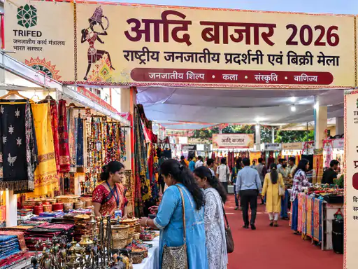 Raipur Adi Bazaar: रायपुर के टाउन हॉल में शनिवार 24 अक्टूबर से राष्ट्रीय जनजातीय प्रदर्शनी और बिक्री मेला ‘आदि बाजार 2026’ शुरू होगा। इस मेले में 12 राज्यों के जनजातीय कारीगर अपनी पारंपरिक कला, शिल्प, कपड़े, आभूषण और अन्य उत्पादों की प्रदर्शनी लगाएंगे। मेले में करीब 80 कारीगरों के 40 स्टॉल लगाए जाएंगे, जहां लोग सीधे कारीगरों से उत्पाद खरीद सकेंगे।